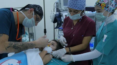 ISTANBUL - TURKEY, AUGUST 2015: child surgery operation in hospital Stock Footage 59082913