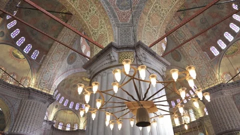 Istanbul Turkey Blue Mosque Interior Sultan Ahmed Mosque Ceiling Islamic Stock Footage 331554485