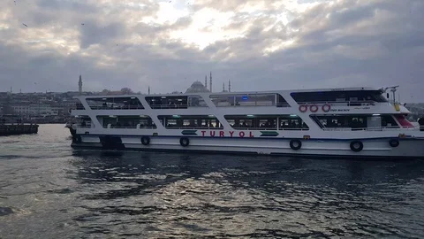 Istanbul, Turkey:  Ferries intersection in Bosphorus, Istanbul Stock Footage 129789602
