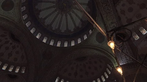 Istanbul Turkey inside Blue Mosque tilt from dome 4K 063 Video stock 45204206
