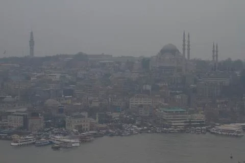 Istanbul, Turkey through the haze. Stock Photos