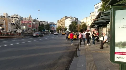 Istanbul, Turkey. Traffic on Galata Bridge and Karakoy area. Video stock 152581453