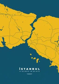 Istanbul Vector Map Poster and Flyer Stock Illustration