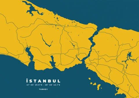 Istanbul Vector Map Poster and Flyer Stock Illustration
