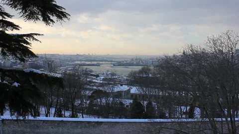 Istanbul view with snow Stock Footage 217360384