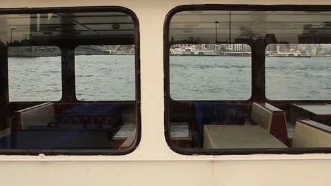 Istanbul Windows Boat Bosphorus Reflection Mosque People Video stock 74139295