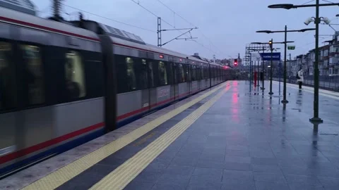 Istanbul YHT High Speed Train coming through to to stain Video stock 147339795