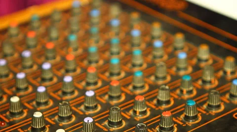 It adjusts the sound mixer, close-up Stock Footage 49941547