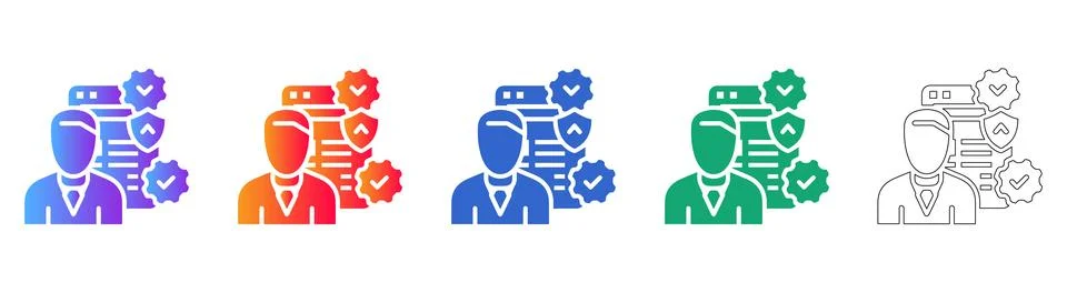 IT Administrator and Data Security Management Icon Set Stock Illustration