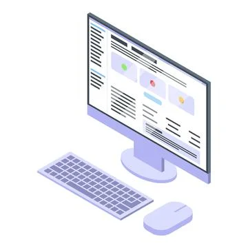It administrator desktop computer icon, isometric style Stock Illustration
