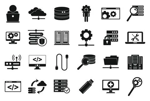 IT administrator icons set, simple style Stock Illustration