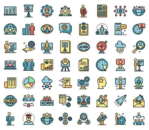 IT administrator icons set vector flat 스톡 일러스트