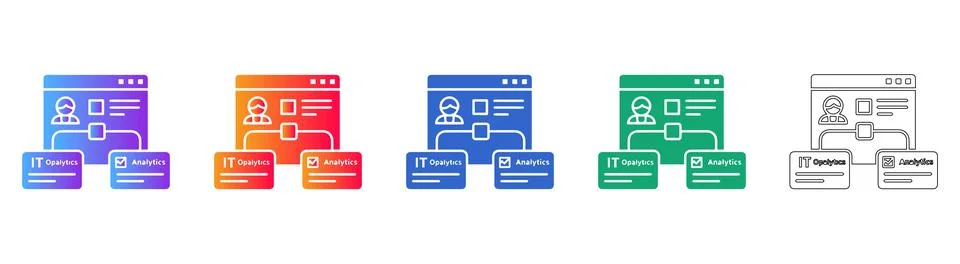 IT Analytics Dashboard Interface Icon Set Stockillustratie