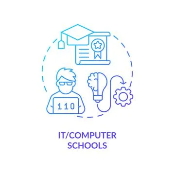 IT and computer schools blue gradient concept icon Illustrazione stock