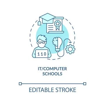 IT and computer schools turquoise concept icon Stock Illustration