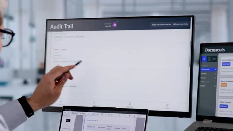 IT Auditor Reviewing Security Logs On Laptop Stock Footage 332904488