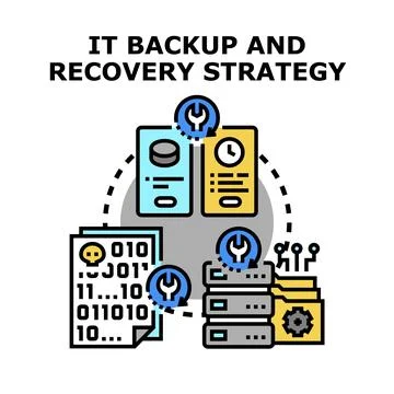It backup and recovery plan strategy Stock Illustration