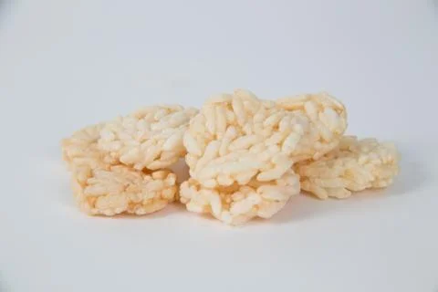 It is Circle crispy rice isolated on white. Stock Photos