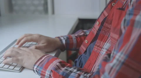 It is close-up image of man typing text or message on tablet pc Stock Footage 66331470