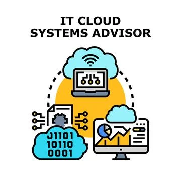 It cloud systems advisor consulting digital technology solutions Illustrazione stock