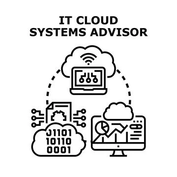It cloud systems advisor consulting digital technology solutions 스톡 일러스트