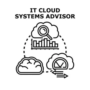 It cloud systems advisor providing development concept Stock Illustration