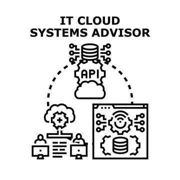 It cloud systems advisor providing development services advice Illustrazione stock