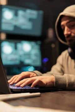 IT coder hacking security system on computer Stock Photos