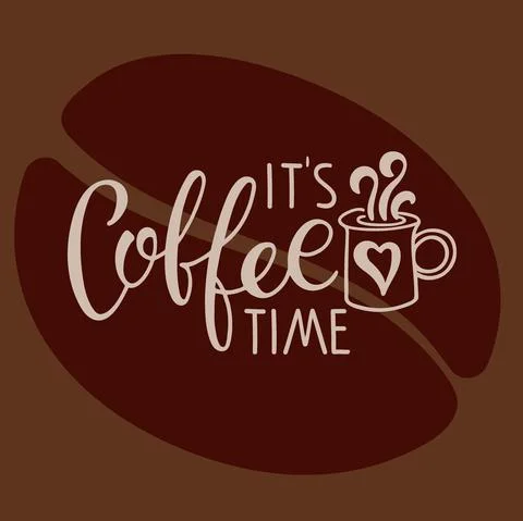 It is Coffee time text. Coffee mug with calligraphy lettering. Vector minimalist Stock-Illustration