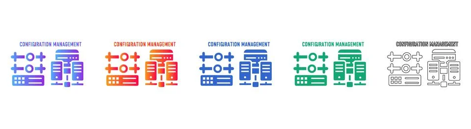 IT Configuration Management Interface Icons Illustrazione stock