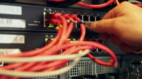 IT consultant connecting network cable Stockbeeldmateriaal 53063940