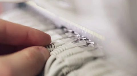 It consultant insert and remove network cable Stock Footage 35754329