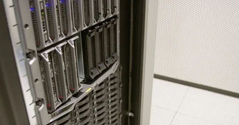 IT consultant install blade server in datacenter Stock Footage 71436000