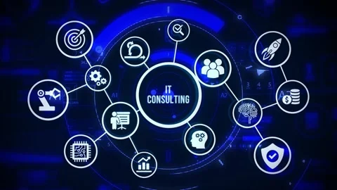 IT consultant presenting tag cloud about information technology. Stock Footage 309360927