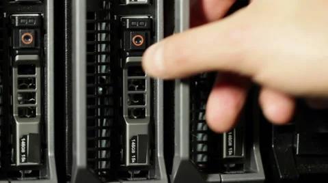 IT consultant remove hard drive from blade server Stock Footage 53063821