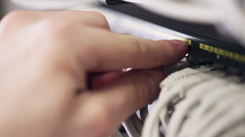 It consultant remove network cable Stock Footage 35754126