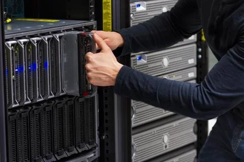 It consultant replace blade server Stock Photos