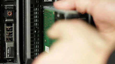 IT consultant replace hard drive in blade server Stock Footage 53063905