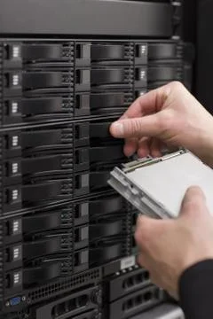 It consultant replace san hard drive Foto stock
