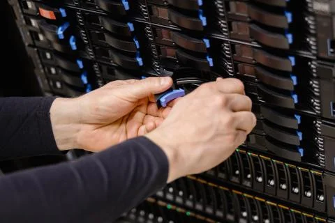 IT Consultant Replacing Server Drive In San Stock Photos