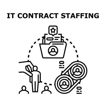 It contract staffing and temporary recruitment concept 스톡 일러스트