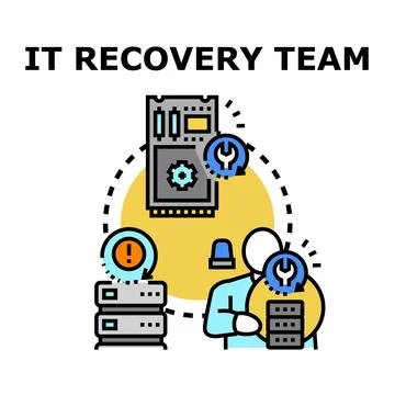 It data recovery team managing system restoration Ilustração Stock