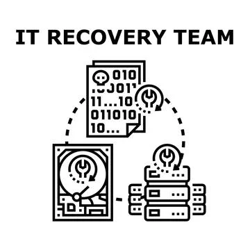 It data recovery team restoring lost information Stock Illustration