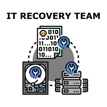 It data recovery team restoring lost information Stock Illustration