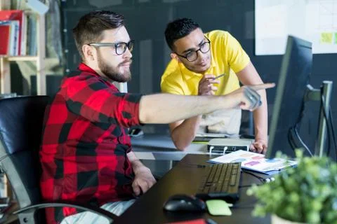 IT Developer Using Computer Stockfoto's