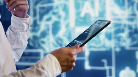 IT developer writing AI script Video stock 249562275