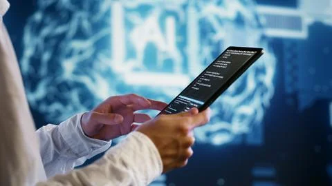 IT developer writing AI script Stock Photos