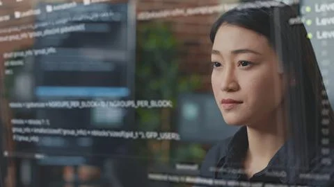 IT developer writing script code with AR Stock Photos