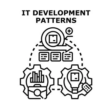 It development patterns concept with agile workflow, analysis, and innovation Stock Illustration