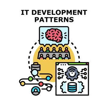 It development patterns concept implementing new solutions Stock Illustration